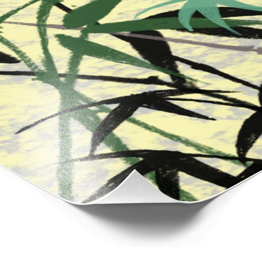 Bamboe Pattern, Bamboe Leaves, Bamboo Shoots Foto Afdruk (Hoek)