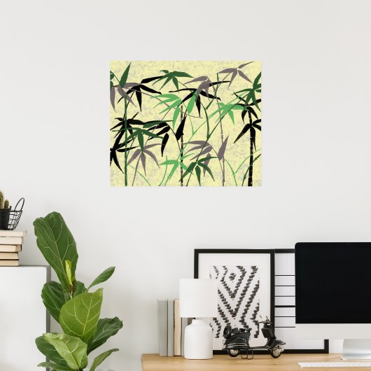 Bamboe Pattern, Bamboe Leaves, Bamboo Shoots Poster (Thuiskantoor)