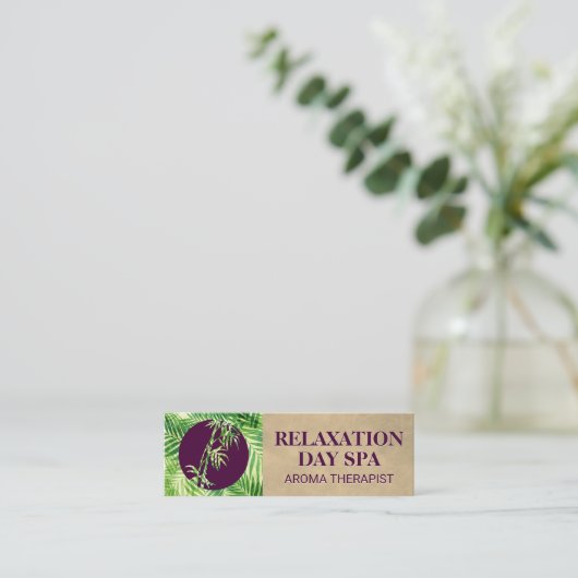 Bamboe-pictogram | Achtergrond Palm Leaf Mini Visitekaartje (Staand voorkant)