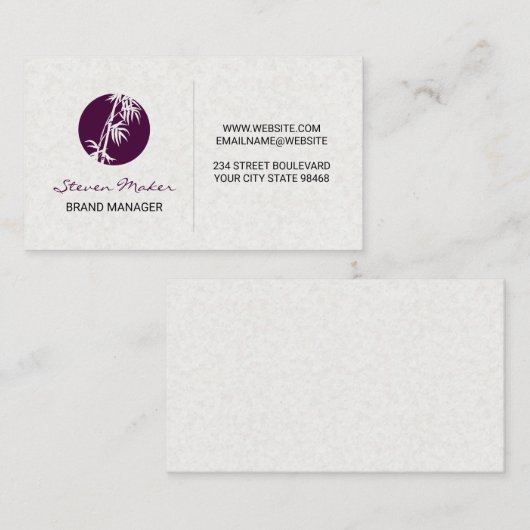 Bamboe pictogram | Papieren textuur achtergrond Visitekaartje (Voorkant / Achterkant)