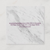 Bamboe-pictogram | Witte marmertextuur Vierkante Visitekaartje (Achterkant)
