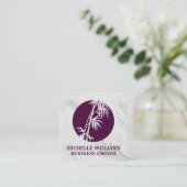 Bamboe-pictogram | Witte marmertextuur Vierkante Visitekaartje (Staand voorkant)