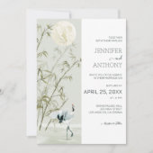 Bamboe Planten en Crane Bruiloft Kaart (Voorkant)