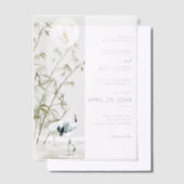 Bamboe Planten en Crane Bruiloft Vellum Uitnodigingen (Offset)