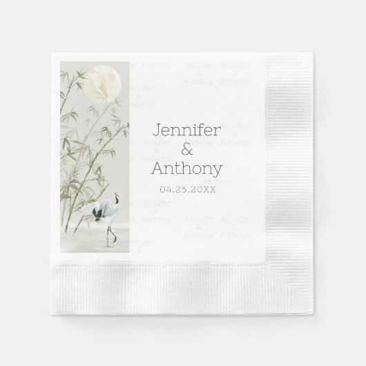 Bamboe-Planten en Crane Napkins Servet (Voorkant)