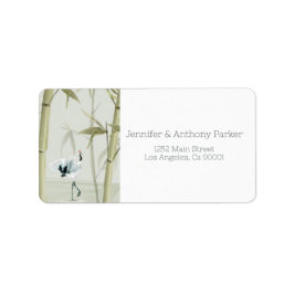 Bamboe-Planten en exotische kraan Etiket