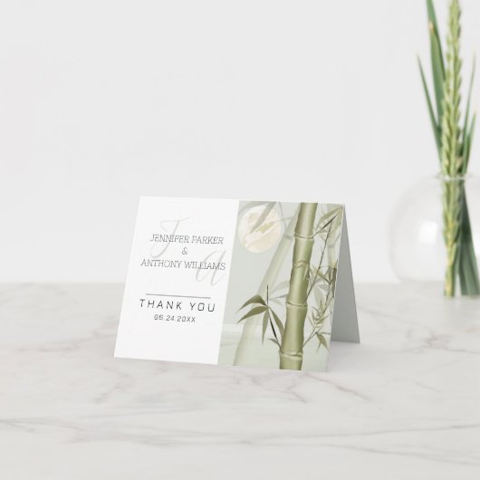 Bamboe Planten en kraanillustratie Bedankkaart (Voorkant)
