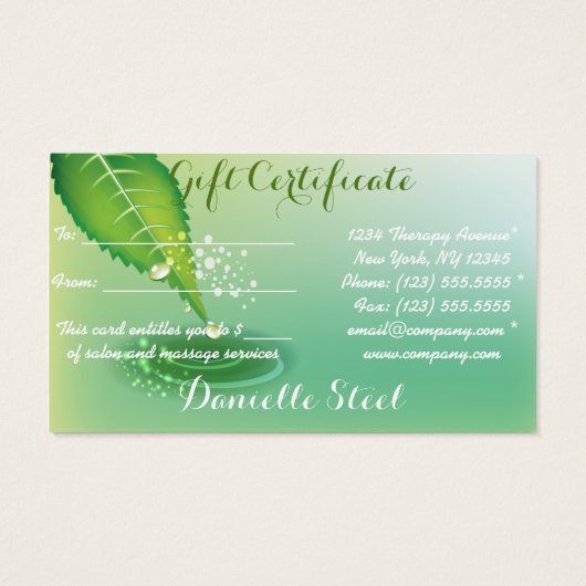 Bamboe Pond Zen Therapist Gift Visitekaartje (Achterkant)