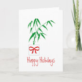 Bamboe & Red Bow  Feestdagen Kaart (Voorkant)