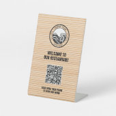 Bamboe Restaurant Menu QR Code Reclamebord Met Voetstuk (Voorkant)
