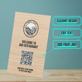 Bamboe Restaurant Menu QR Code Reclamebord Met Voetstuk