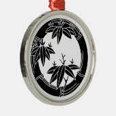 Bamboe ring met bamboe bladeren metalen ornament (Rechts)