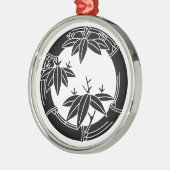 Bamboe ring met bamboe bladeren metalen ornament (Links)