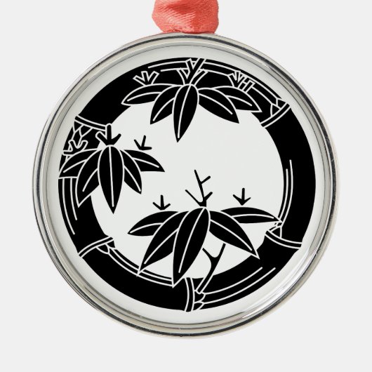 Bamboe ring met bamboe bladeren metalen ornament (Voorkant)