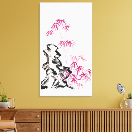 Bamboe - rood canvas afdruk (Insitu (Woonkamer))