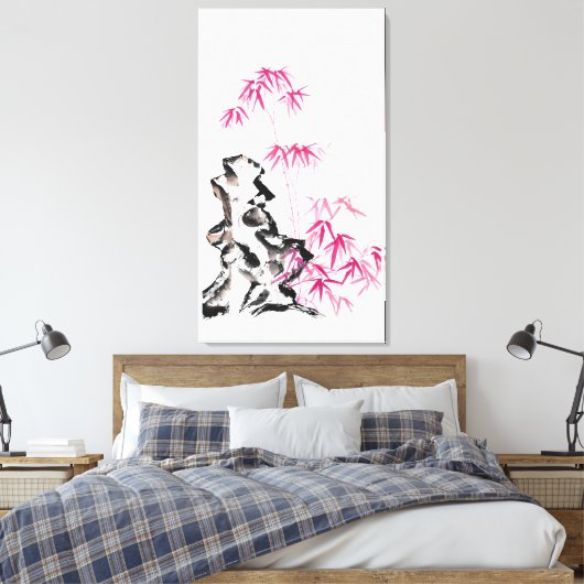 Bamboe - rood canvas afdruk (Insitu (Slaapkamer))