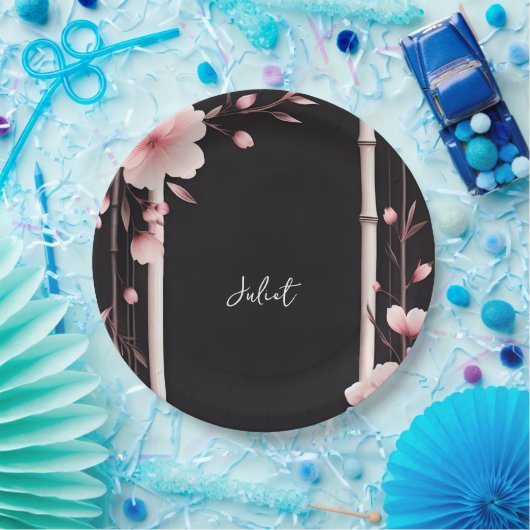 Bamboe Roze Sakura Kersenbloesem Vrijgezellenfeest Papieren Bordje (Feest)