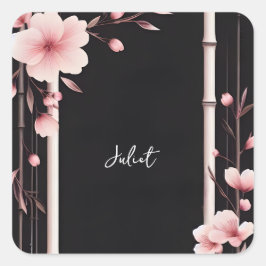 Bamboe Roze Sakura Kersenbloesem Vrijgezellenfeest Vierkante Sticker