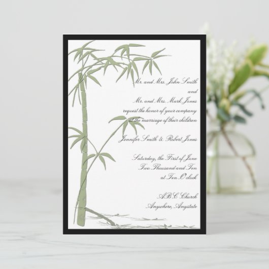 Bamboe schoonheid bruiloft uitnodiging (Staand voorkant)
