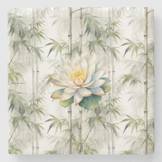 Bamboe Sereniteit Lotus Stenen Onderzetter (Voorkant)
