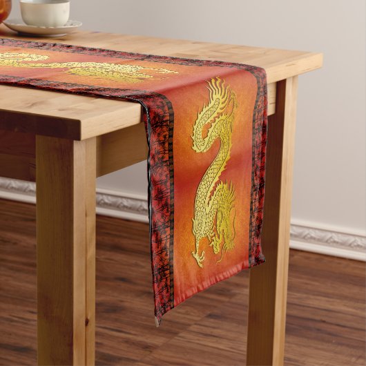 Bamboe Silhouet Chinees Nieuwjaar Dragon TRun Korte Tafelloper (Voorbeeld)