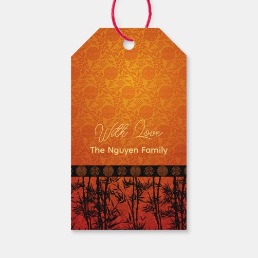 Bamboe Silhouet Vietnamees Nieuwjaar persGT Cadeaulabel (Achterkant)