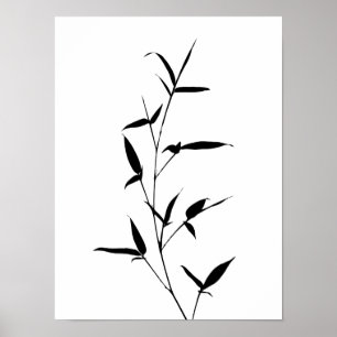 Bamboe Silhouette Background Sjabloon Blank Black Poster
