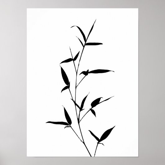 Bamboe Silhouette Background Sjabloon Blank Black Poster (Voorkant)