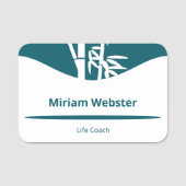 Bamboe Silhouette Life Coach Blauwgroen & Wit Naamplaatje (Voorkant)