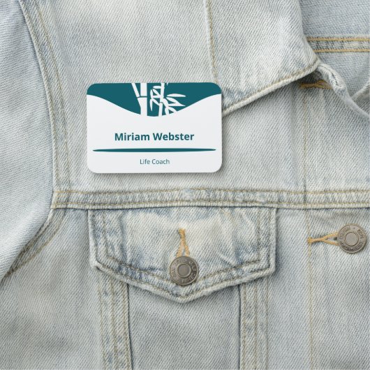 Bamboe Silhouette Life Coach Blauwgroen & Wit Naamplaatje (In situ)