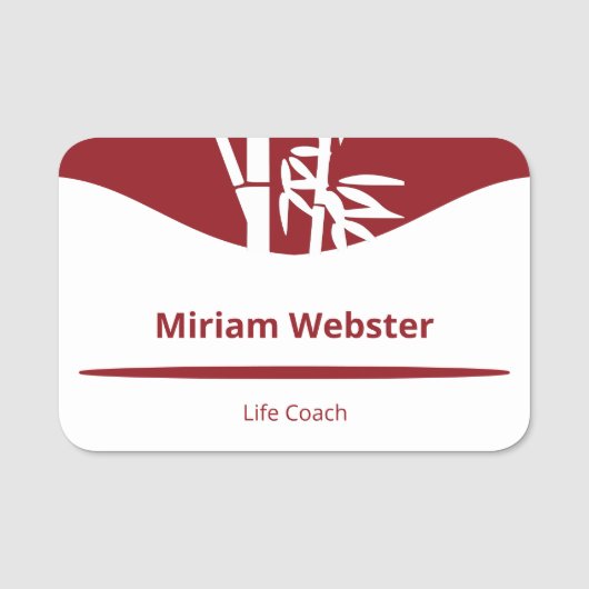 Bamboe Silhouette Life Coach Rood & Wit Naamplaatje (Voorkant)