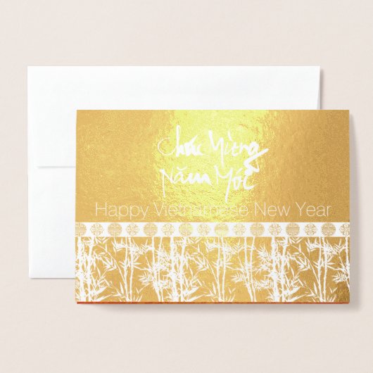 Bamboe Silhouette Vietnamees nieuwjaarsLuxe GC Folie Kaarten (Voorkant met envelop)