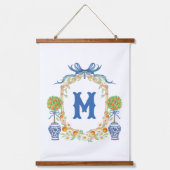 Bamboe & Sinaasappel Topiary Crest | 1-letter mono Hangend Wandkleed (Voorkant)