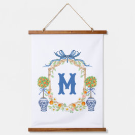 Bamboe & Sinaasappel Topiary Crest | 1-letter mono Hangend Wandkleed