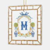 Bamboe & Sinaasappel Topiary Crest | 1-letter mono Keramisch Ornament (Links)