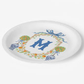 Bamboe & Sinaasappel Topiary Crest | 1-letter mono Papieren Bordje (Gekanteld)