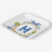 Bamboe & Sinaasappel Topiary Crest | 1-letter mono Papieren Bordje (Gebogen)