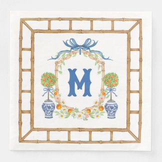 Bamboe & Sinaasappel Topiary Crest | 1-letter mono Servet