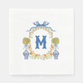Bamboe & Sinaasappel Topiary Crest | 1-letter mono Servet (Voorkant)