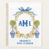 Bamboe & Sinaasappel Topiary Crest | 3-letter mono Planner (Voorkant)