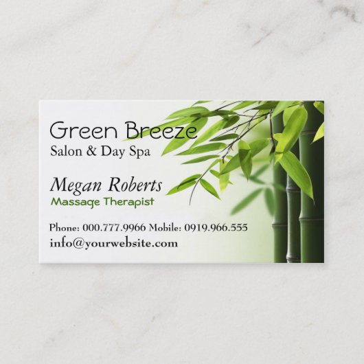 Bamboe Spa Skin Care Massage Salon Reiki Afsprakenkaartje (Voorkant)