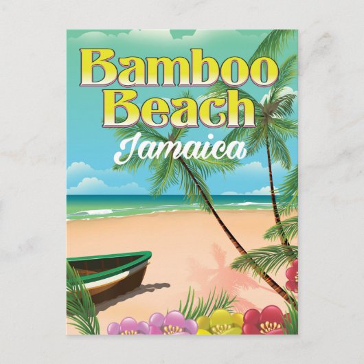 Bamboe Strand Jamaica Briefkaart (Voorkant)