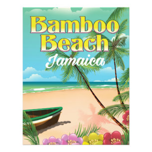 Bamboe Strand Jamaica Foto Afdruk