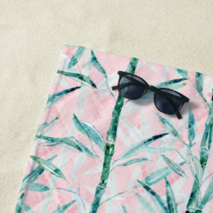 Bamboe takken, wit, groen, bamboeblad strandlaken