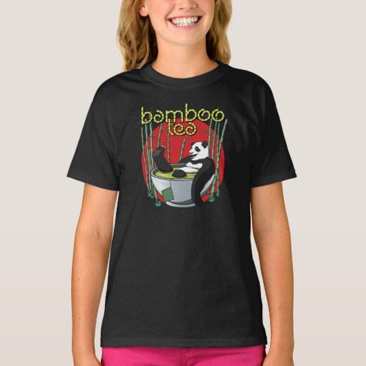 Bamboe Thee Drinker Panda T-Shirt (Voorkant)