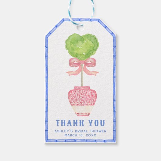Bamboe Topiary Tuin | Chinoiserie Bruidsshower Cadeaulabel (Voorkant)