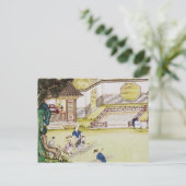 Bamboe verzamelen om papier te maken briefkaart (Staand voorkant)