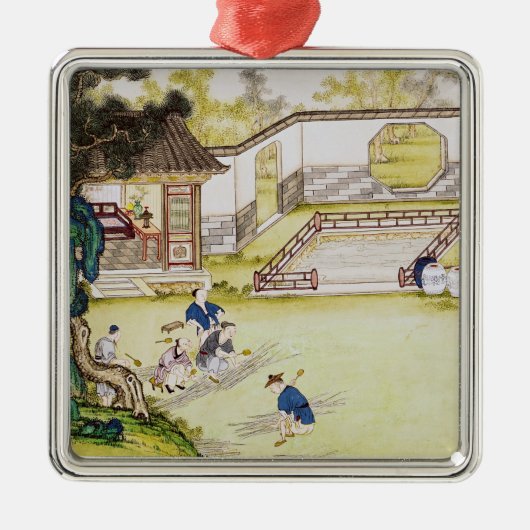 Bamboe verzamelen om papier te maken metalen ornament (Voorkant)