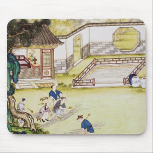 Bamboe verzamelen om papier te maken muismat