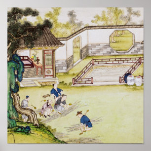 Bamboe verzamelen om papier te maken poster